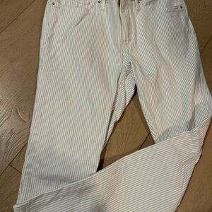 Levi's White and Gray Striped Skinny Pants